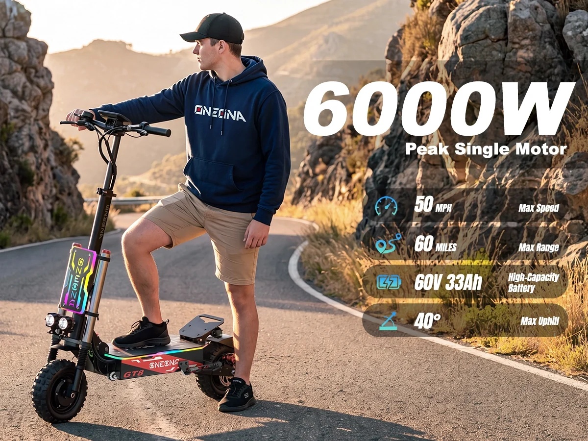 60V 5600W Dual Motor Electric Scooter - سكوتر كهربائي للبالغين ONECNA NEW GT8PRO،