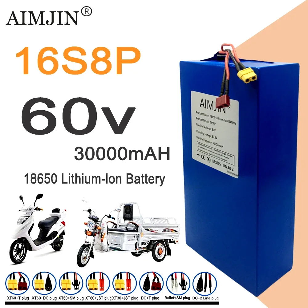 60V 30Ah Electric Scooter Battery - بطارية ليثيوم جديدة تمامًا 16S8p بقدرة