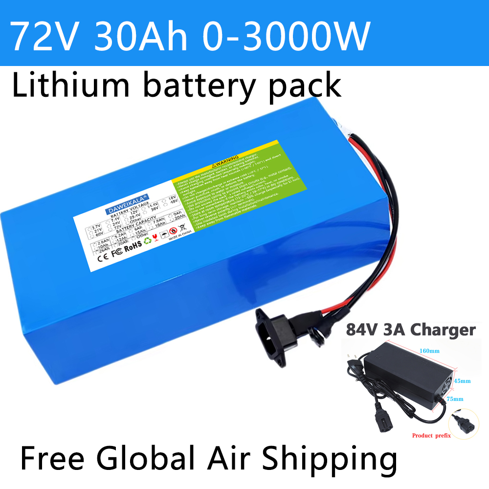 60V 30Ah Electric Scooter Battery - 72 فولت 12Ah-30Ah 18650 بطارية حزمة