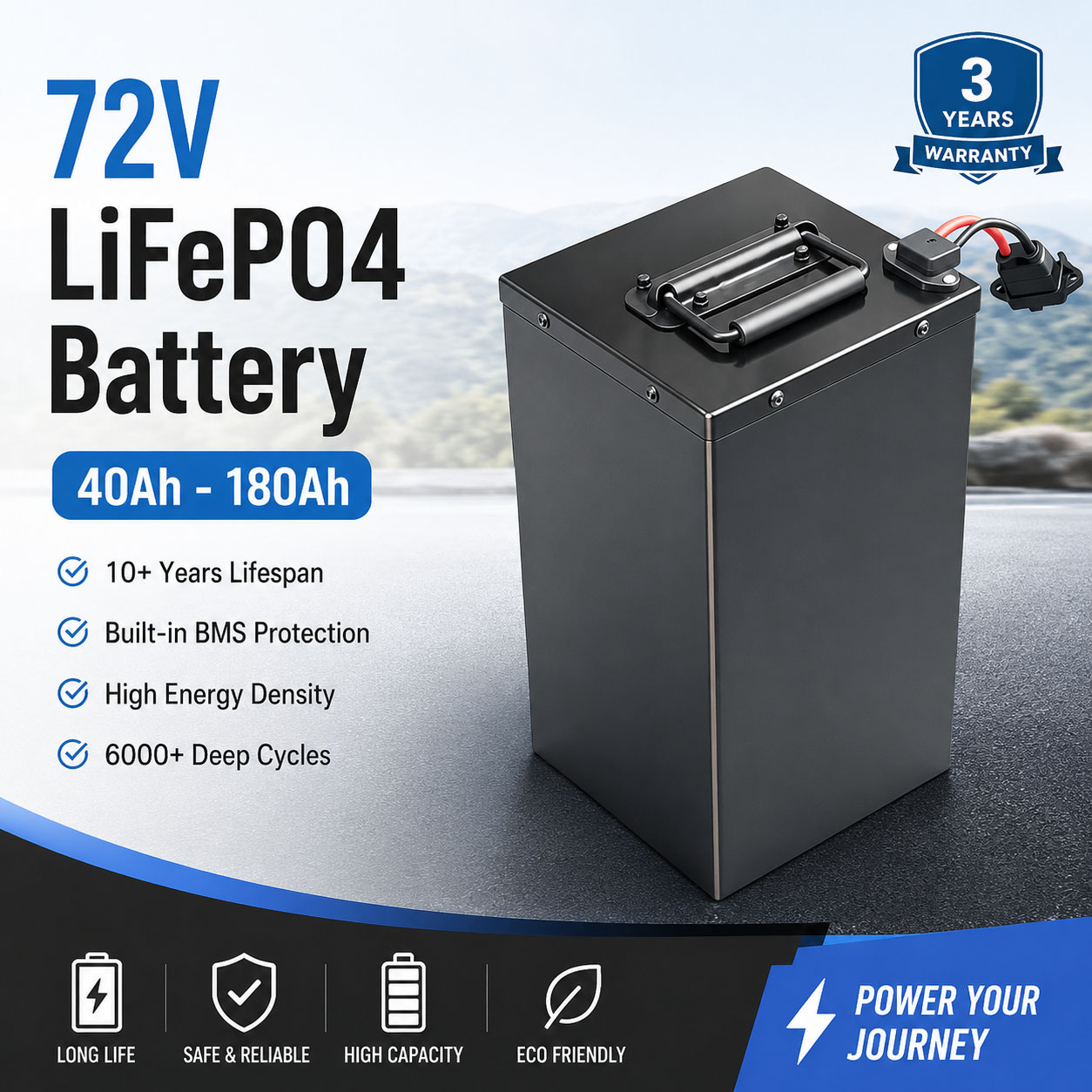 بطارية ليثيوم أيون جديدة للطاق - مراجعة 72V 60Ah Lifepo4 Battery Pack وسعره